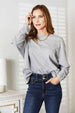  Seam Detail Round Neck Long Sleeve Top Trendsi