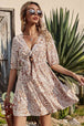 Printed Tie Front Plunge Dress -BazaarBey - www.shopbazaarbey.com
