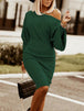 Round Neck Lantern Sleeve Dress -BazaarBey - www.shopbazaarbey.com