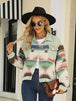 Printed Dropped Shoulder Long Sleeve Denim Jacket Bazaarbey