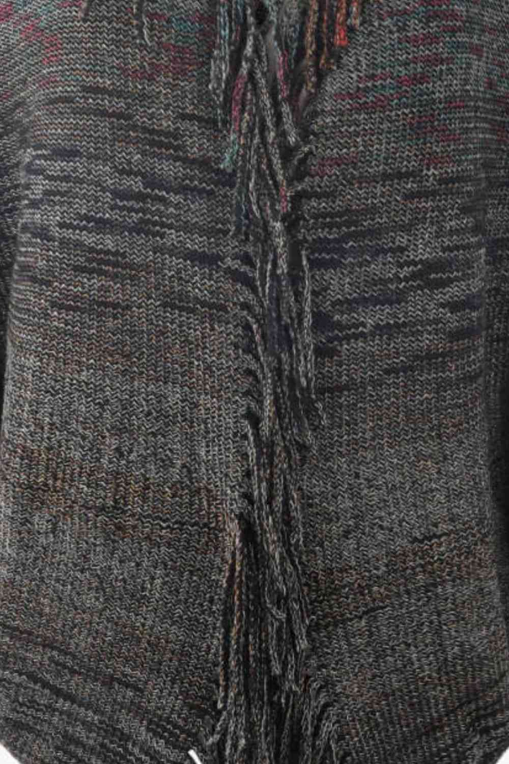 Multicolored Fringe Trim Poncho Bazaarbey