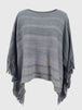 Striped Boat Neck Poncho with Fringes Bazaarbey