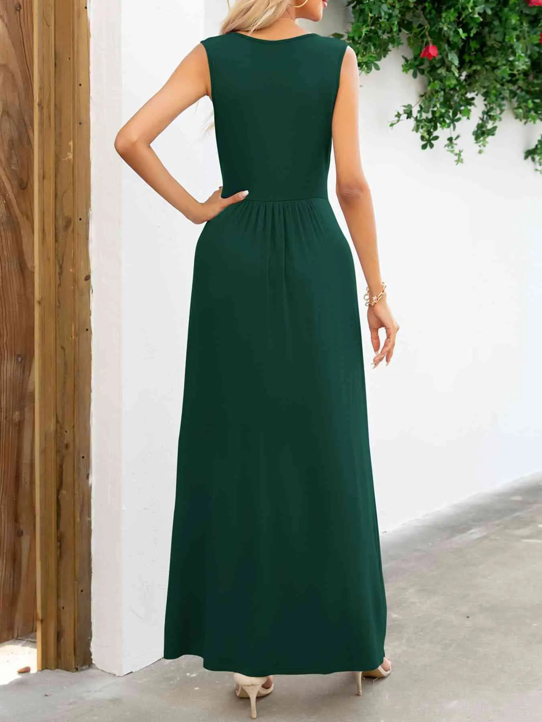  Neck Sleeveless Maxi Dress -BazaarBey - www.shopbazaarbey.com