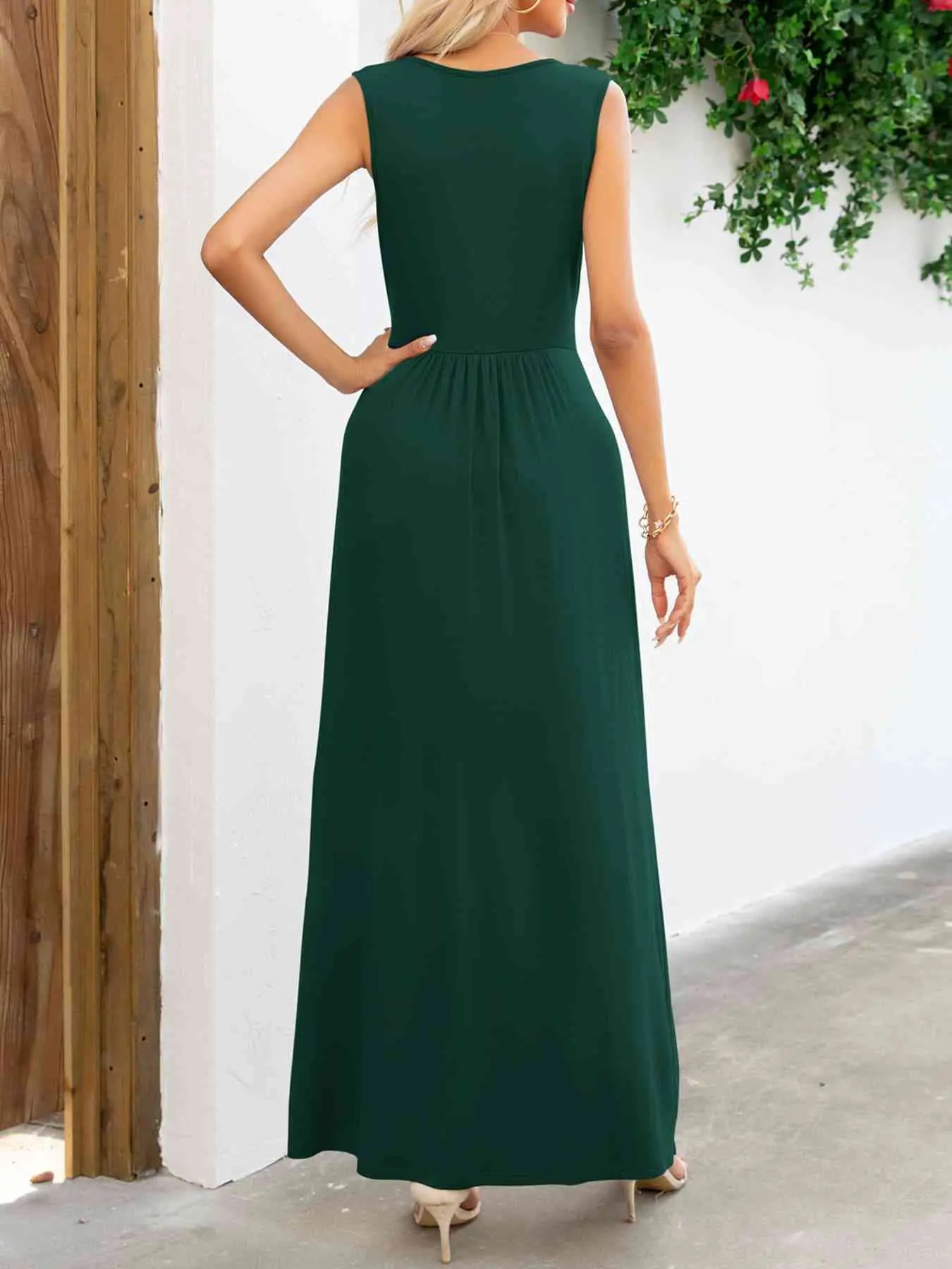  Neck Sleeveless Maxi Dress -BazaarBey - www.shopbazaarbey.com
