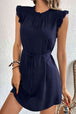 Ruffled Tie-Waist Keyhole Dress -BazaarBey - www.shopbazaarbey.com