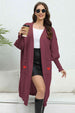 Lantern Sleeve Open Front Pocketed Cardigan Trendsi