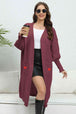 Lantern Sleeve Open Front Pocketed Cardigan Trendsi