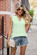  Lace Trim Eyelash V-Neck Tank Bazaarbey
