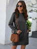Round Neck Long Sleeve Mini Dress with Pockets -BazaarBey - www.shopbazaarbey.com