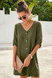 Buttoned V-Neck Dress -BazaarBey - www.shopbazaarbey.com