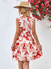 Floral V-Neck Tie Waist Sleeveless Dress -BazaarBey - www.shopbazaarbey.com