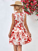 Floral V-Neck Tie Waist Sleeveless Dress -BazaarBey - www.shopbazaarbey.com