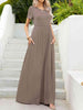 Round Neck Short Sleeve Maxi Dress with Pockets -BazaarBey - www.shopbazaarbey.com