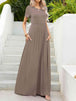 Round Neck Short Sleeve Maxi Dress with Pockets -BazaarBey - www.shopbazaarbey.com