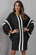 Ribbed Round Neck Long Sleeve Sweater Dress Bazaarbey