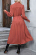 Button Down Notched Neck Dress -BazaarBey - www.shopbazaarbey.com