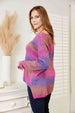  Multicolored Rib-Knit V-Neck Knit Pullover Bazaarbey