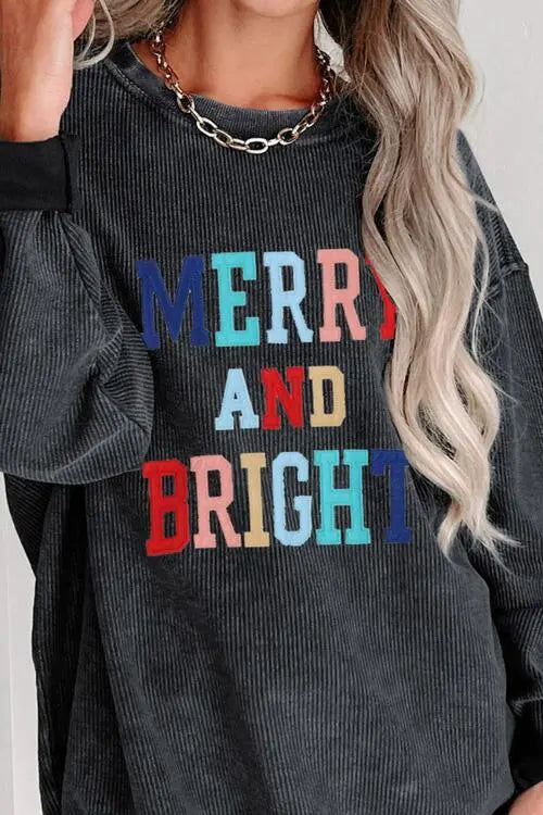 MERRY AND BRIGHT Graphic Sweatshirt Bazaarbey