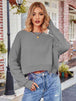 Dropped Shoulder Round Neck Long Sleeve Knit Top Trendsi