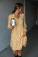 Floral Tie Neck Buttoned Balloon Sleeve Dress -BazaarBey - www.shopbazaarbey.com