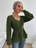Notched Dropped Shoulder Knit Top Trendsi