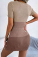 Color Block Cutout Short Sleeve Sweater Dress -BazaarBey - www.shopbazaarbey.com