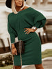 Round Neck Lantern Sleeve Dress -BazaarBey - www.shopbazaarbey.com