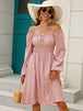 Off-Shoulder Balloon Sleeve Smocked Dress -BazaarBey - www.shopbazaarbey.com