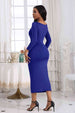 Ruched Boat Neck Midi Dress Bazaarbey