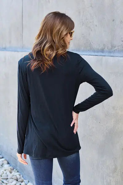  Full Size Round Neck Long Sleeve Top Trendsi