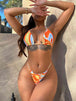 BazaarBey Multicolored Drawstring Ruched Three-Piece  Set 