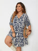 Plus Size Printed V-Neck Half Sleeve Mini Dress -BazaarBey - www.shopbazaarbey.com