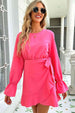Round Neck Flounce Sleeve Ruffle Hem Mini Dress -BazaarBey - www.shopbazaarbey.com