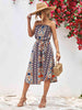 Printed Strapless Tie Belt Dress -BazaarBey - www.shopbazaarbey.com