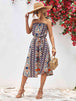 Printed Strapless Tie Belt Dress -BazaarBey - www.shopbazaarbey.com