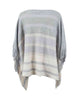 Striped Boat Neck Poncho with Fringes Bazaarbey