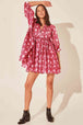 Floral Tie Neck Lantern Sleeve Dress -BazaarBey - www.shopbazaarbey.com