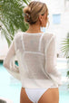 Openwork Scoop Neck Long Sleeve Cover-Up Bazaarbey