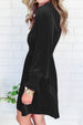 Smocked Round Neck Long Sleeve Dress -BazaarBey - www.shopbazaarbey.com