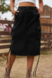 Drawstring Denim Cargo Skirt Trendsi
