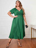 Plus Size Short Sleeve  Neck Midi Dress -BazaarBey - www.shopbazaarbey.com