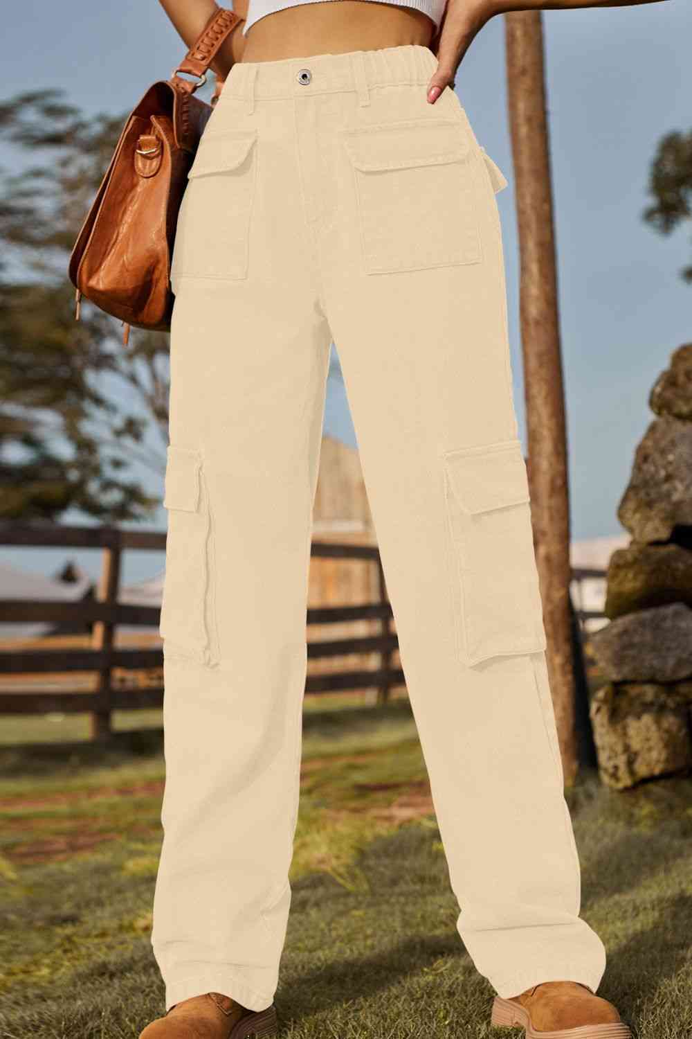 Loose Fit Long Jeans with Pockets Bazaarbey