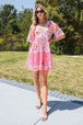Floral  Buttoned Mini Dress -BazaarBey - www.shopbazaarbey.com