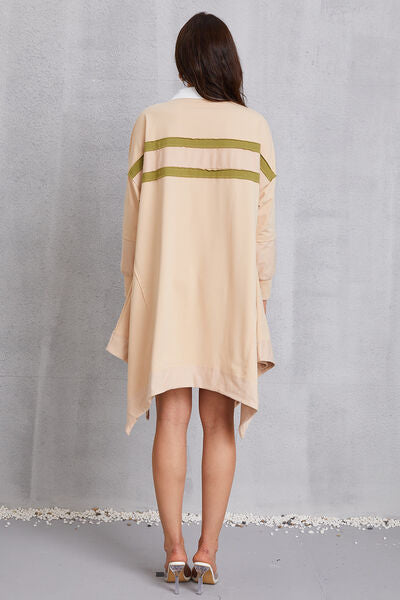 Half Button Handkerchief Hem Dress -BazaarBey - www.shopbazaarbey.com