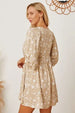 Floral Tie Neck Ruched Babydoll Dress -BazaarBey - www.shopbazaarbey.com