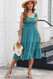 Smocked Waist Sleeveless Tiered Dress with Pockets -BazaarBey - www.shopbazaarbey.com