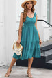 Smocked Waist Sleeveless Tiered Dress with Pockets -BazaarBey - www.shopbazaarbey.com