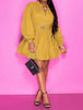 Notched Button Up Balloon Sleeves Dress -BazaarBey - www.shopbazaarbey.com