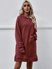 Slit Long Sleeve Hooded Dress with Pocket -BazaarBey - www.shopbazaarbey.com
