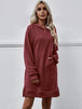 Slit Long Sleeve Hooded Dress with Pocket -BazaarBey - www.shopbazaarbey.com